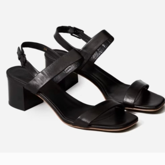 Everlane The Double-Strap Block Heel Sandal Leather Made In Italy Size 6.5 - Picture 5 of 8